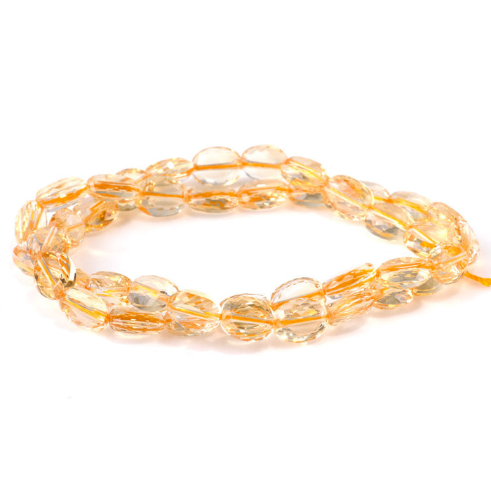 Citrine 8x10mm Oval Bead Edge Cut Faceted - 15-16 Inch