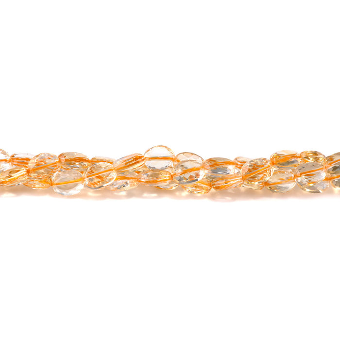 Citrine 8x10mm Oval Bead Edge Cut Faceted - 15-16 Inch