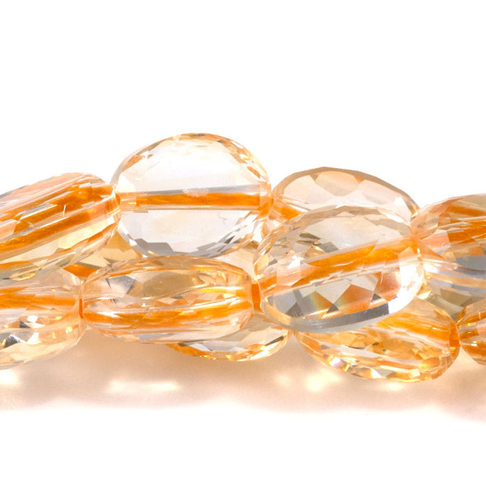 Citrine 8x10mm Oval Bead Edge Cut Faceted - 15-16 Inch