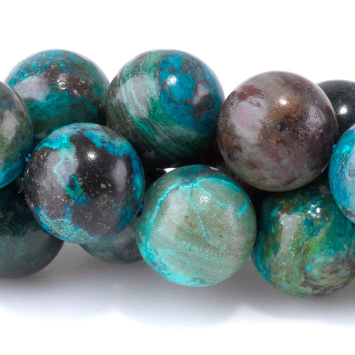 Peruvian Chrysocolla 10mm Round A Grade - 15-16 Inch