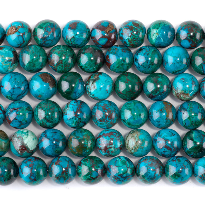 Chrysocolla 10mm Round - 15-16 inch