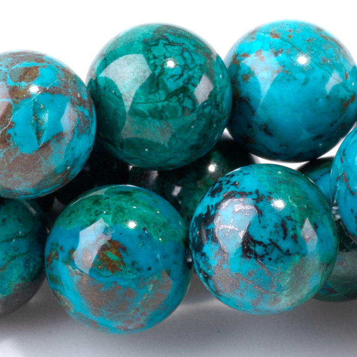 Chrysocolla 10mm Round - 15-16 inch