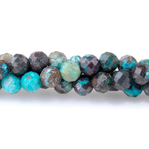 This is a Dakota Stones 4mm Chrysocolla Microfaceted Gemstone strand with round beads in 15-16 inch strand.