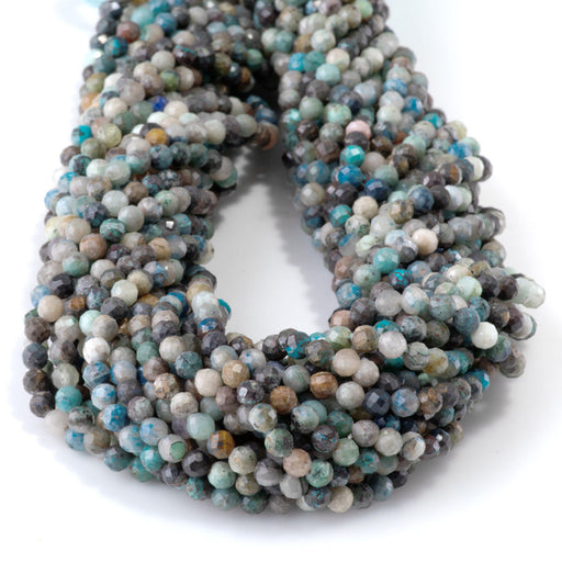 This is a Dakota Stones 4mm Special Price Chrysocolla Gemstone strand with faceted round beads in 15 inch strand.