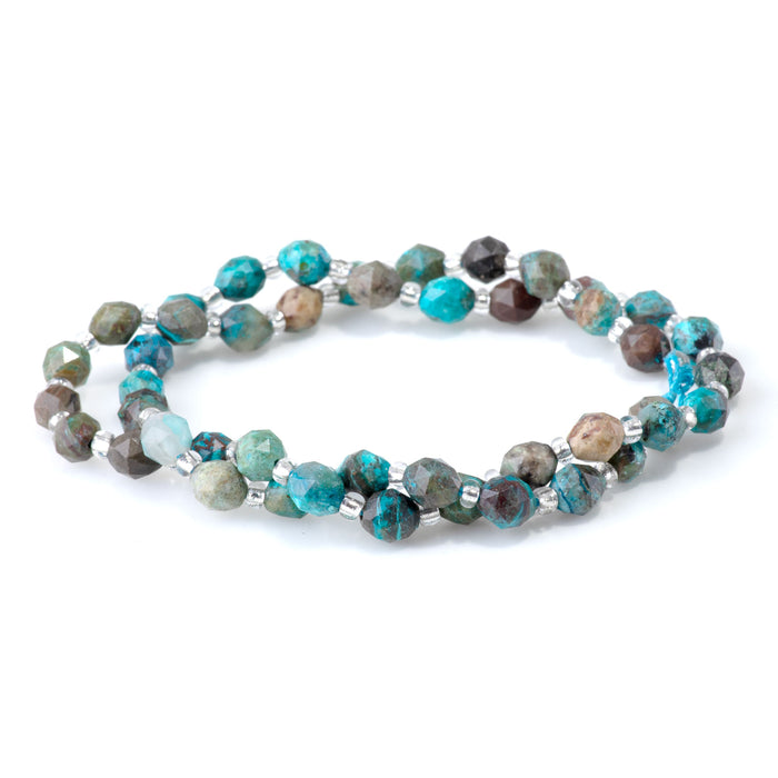 Chrysocolla 4x6mm Triangle Cut Faceted Rice Bead - 15-16 Inch