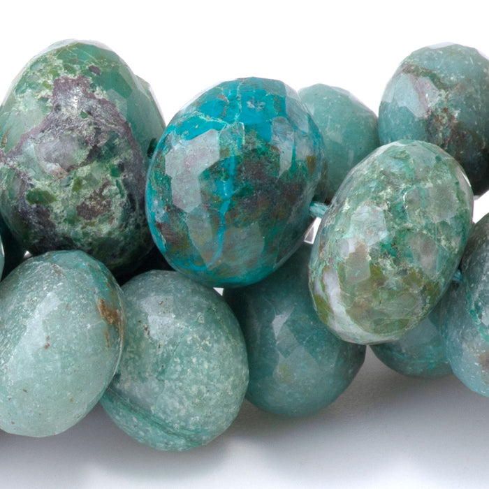 Chrysocolla 6x8-10x15mm Graduated Faceted Rondelle - 15-16 Inch