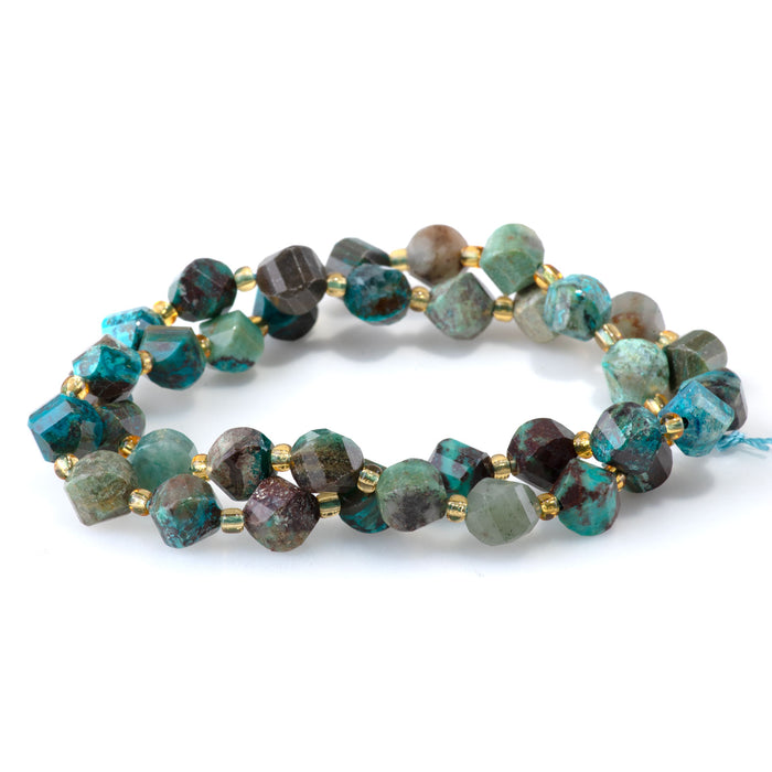 Chrysocolla 7x8mm Faceted Swirl Oval - 15-16 Inch