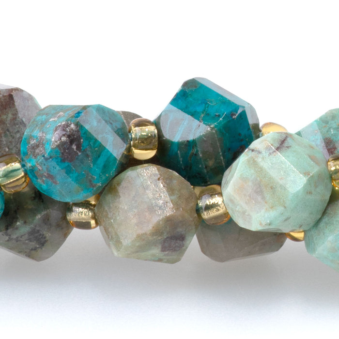 Chrysocolla 7x8mm Faceted Swirl Oval - 15-16 Inch