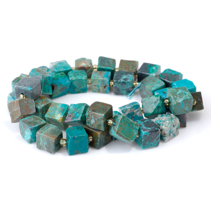 Chrysocolla 8-10mm Irregular Cube A Grade - 15-16 Inch