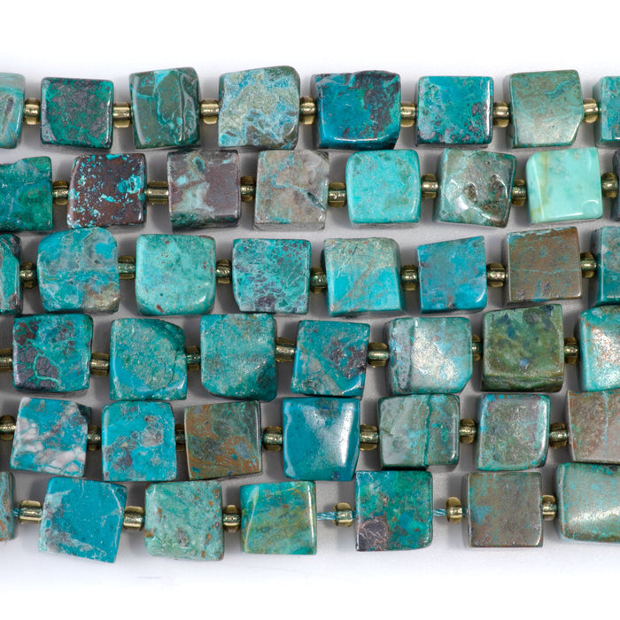 Chrysocolla 8-10mm Irregular Cube A Grade - 15-16 Inch