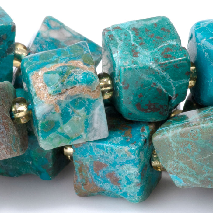 Chrysocolla 8-10mm Irregular Cube A Grade - 15-16 Inch