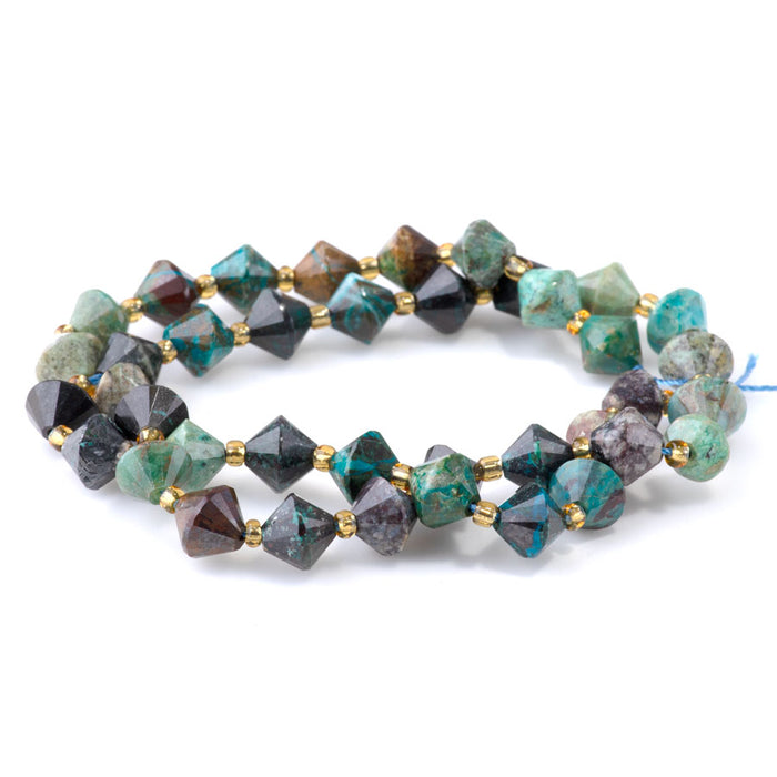 Chrysocolla 8mm Faceted Bicone - 15-16 Inch