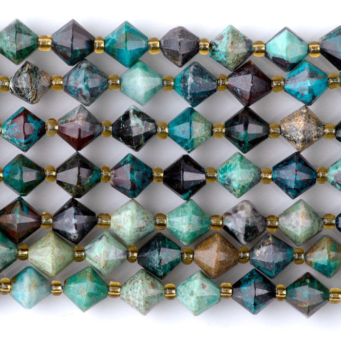 Chrysocolla 8mm Faceted Bicone - 15-16 Inch