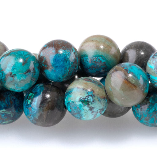 This is a Dakota Stones 8mm Peruvian Chrysocolla Gemstone strand with round beads in 15-16 inch strand.