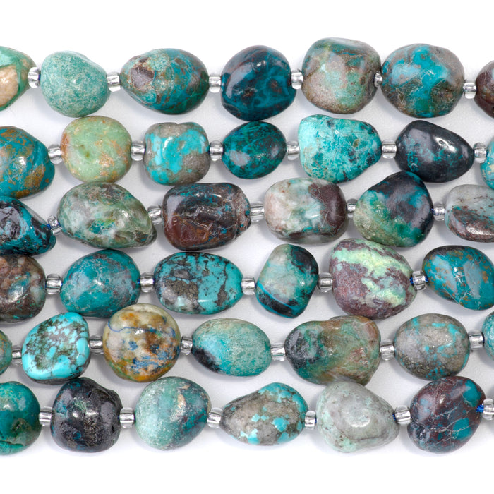 Chrysocolla 9x11-10x14mm Tumble Nugget A Grade - 15-16 Inch