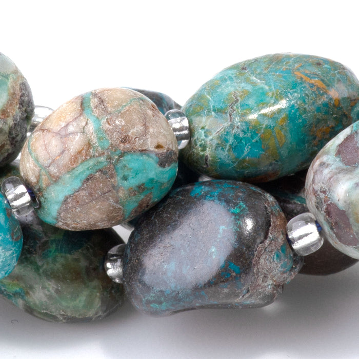 Chrysocolla 9x11-10x14mm Tumble Nugget A Grade - 15-16 Inch