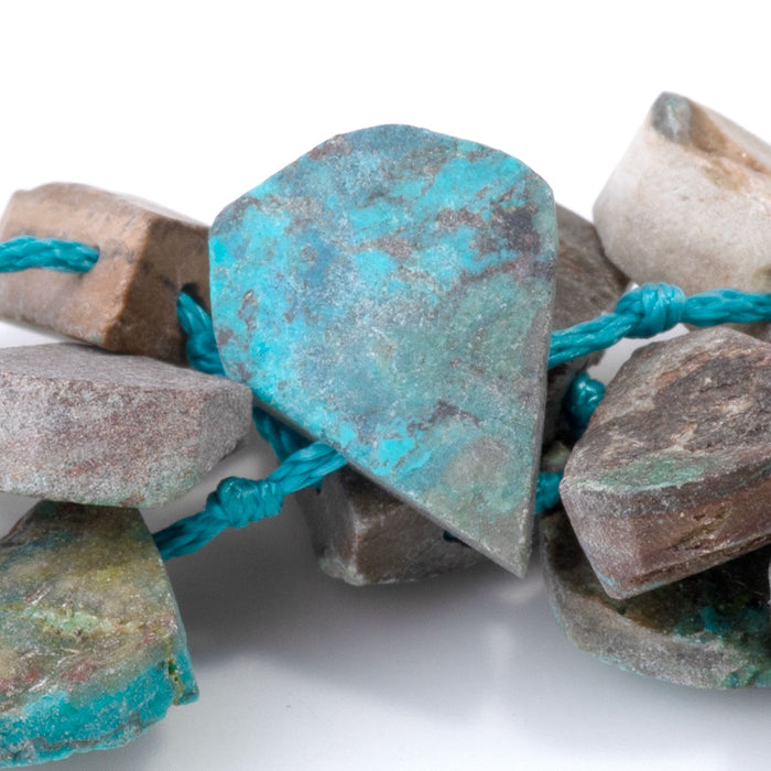 Peruvian Chrysocolla 9x13-12x16mm Top Drill Irregular Flat Drop - 15-16 Inch