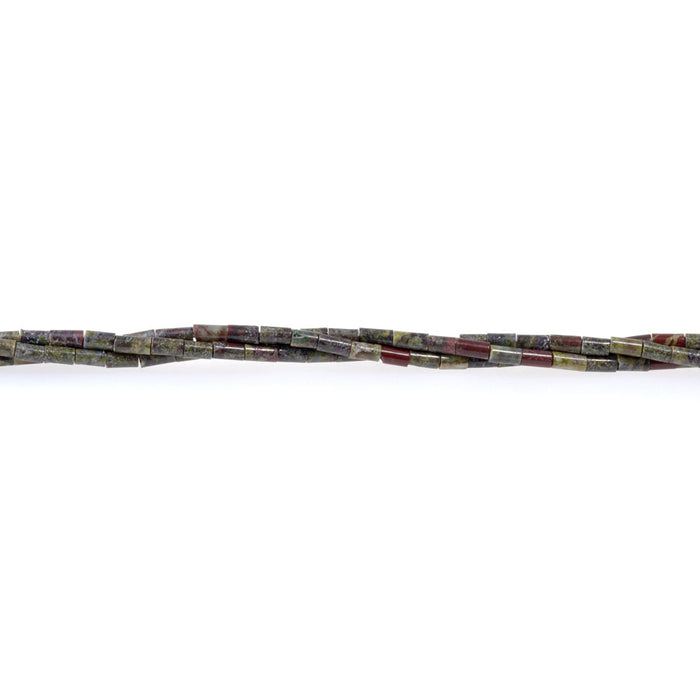 Dragon Blood Jasper 2x4mm Tube Beads - 15-16 Inch