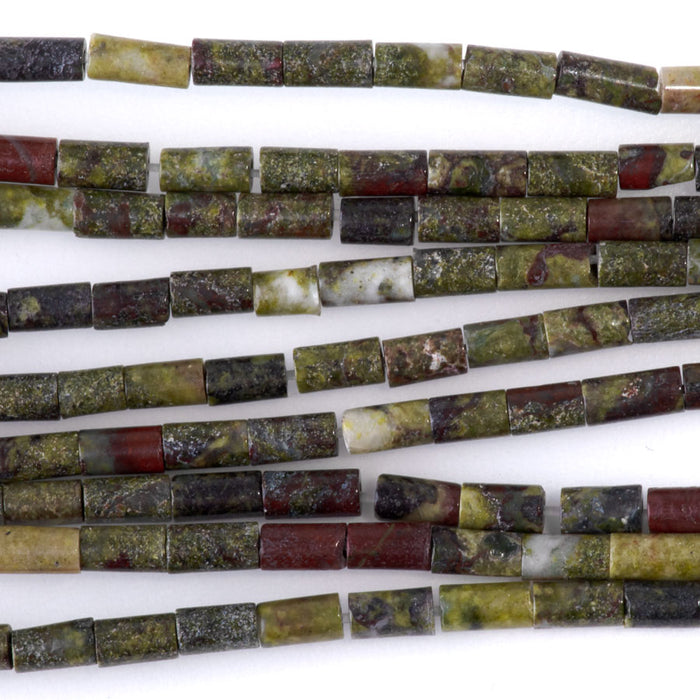 Dragon Blood Jasper 2x4mm Tube Beads - 15-16 Inch