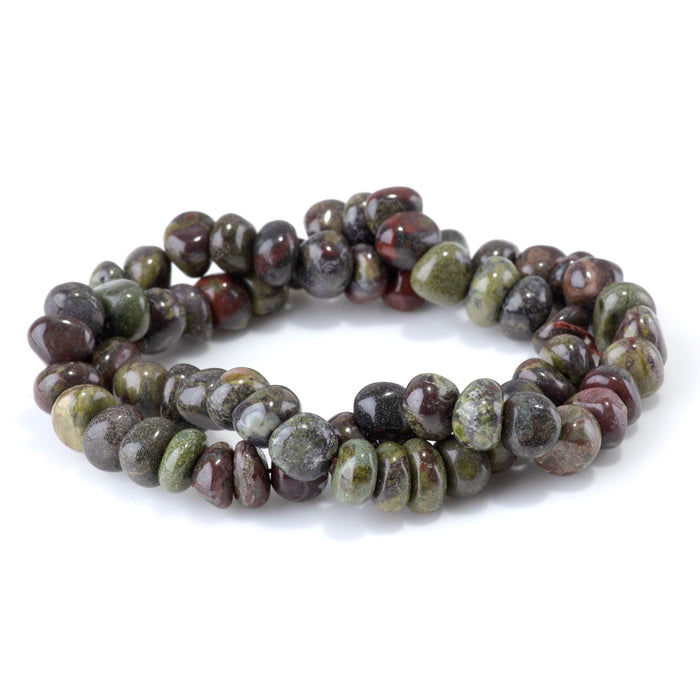 Dragon Blood Jasper 8x10-9x13mm Side Drilled Pebble - 15-16 Inch