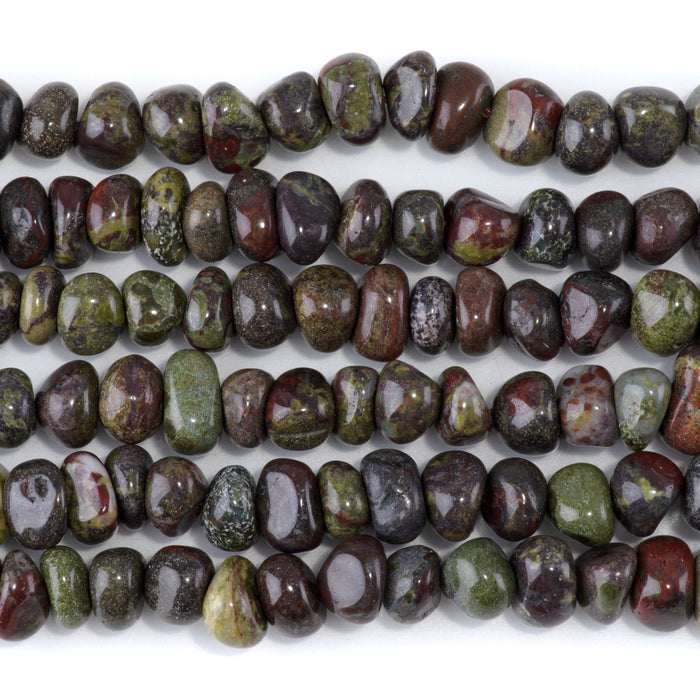 Dragon Blood Jasper 8x10-9x13mm Side Drilled Pebble - 15-16 Inch