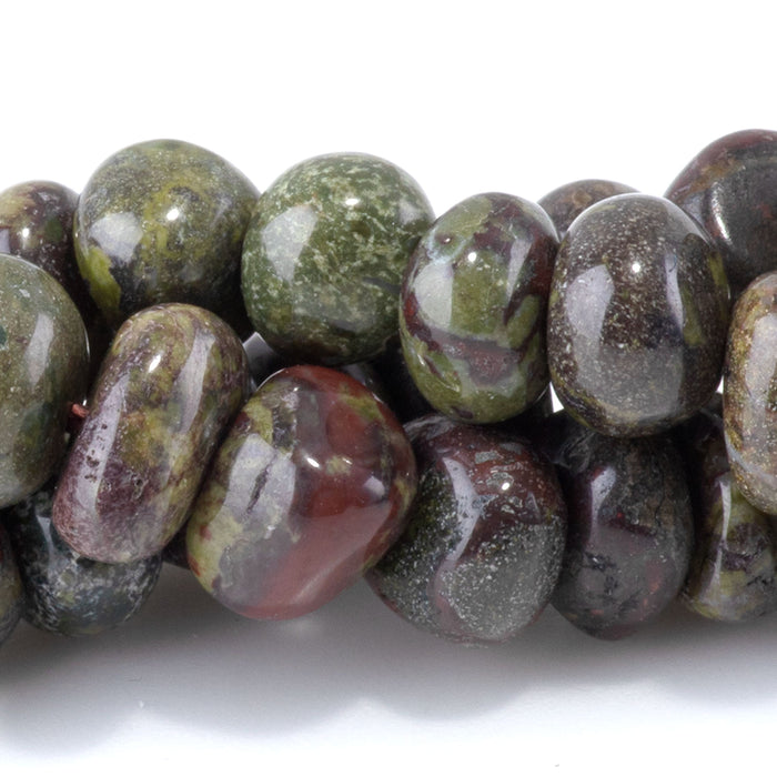 Dragon Blood Jasper 8x10-9x13mm Side Drilled Pebble - 15-16 Inch