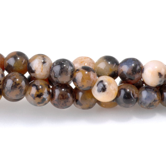 Dendritic Agate 4mm Round Bead - 15-16 Inch