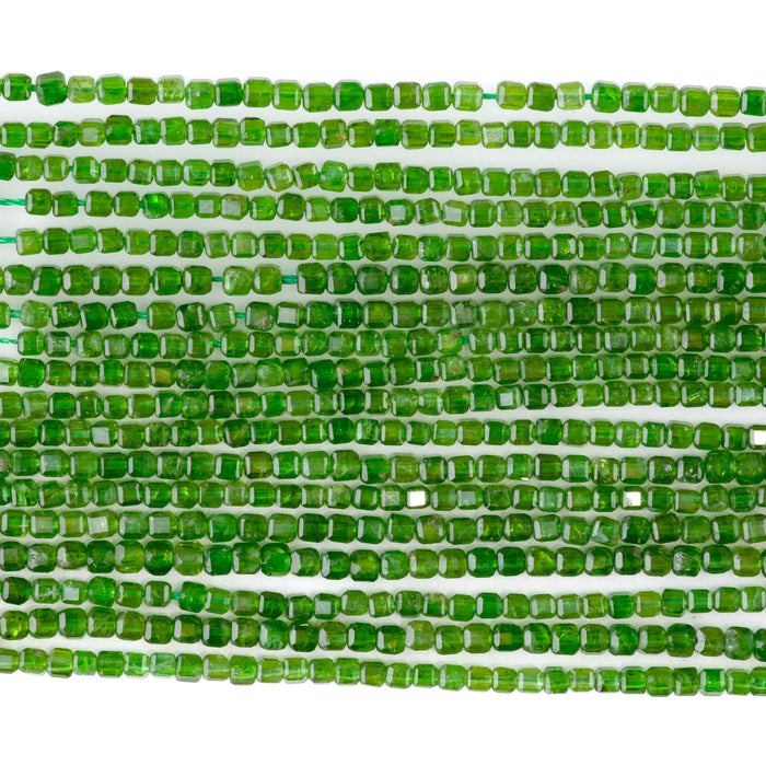 Diopside 2.5mm Table Cut Cube  - 15-16 Inch