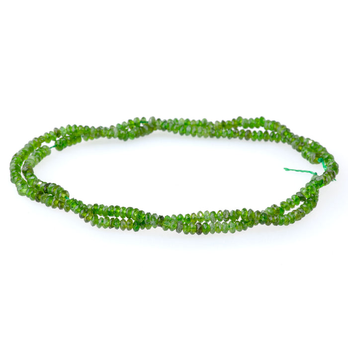 Diopside 2x3mm Faceted Rondelle AA Grade - 15-16 Inch