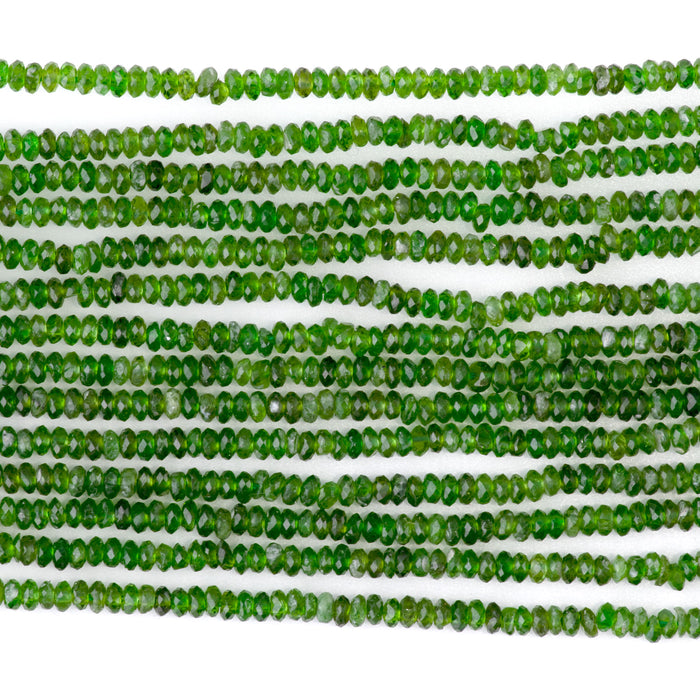 Diopside 2x3mm Faceted Rondelle AA Grade - 15-16 Inch