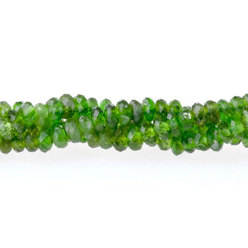 This is a Dakota Stones 2x3mm Diopside Gemstone strand with AA grade faceted rondelle beads in 15-16 inch strand.