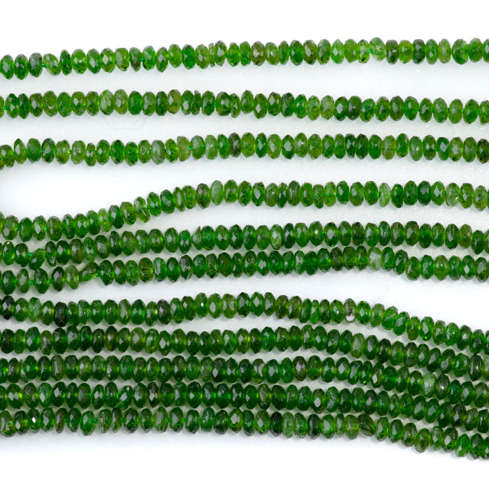 Diopside 2x3mm Faceted Rondelle AAA Grade - 15-16 Inch