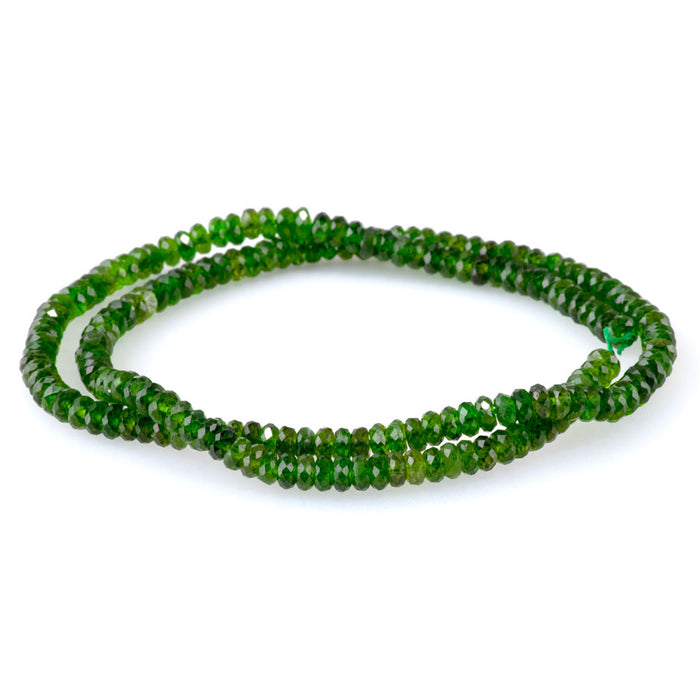 Diopside 2x4mm Thin Rondelle Faceted AA Grade - 15-16 Inch