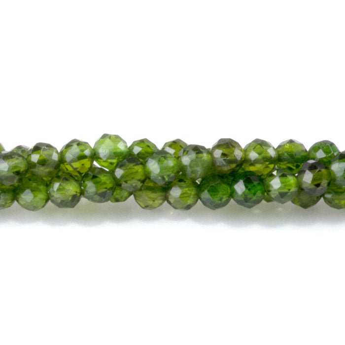 This is a Dakota Stones 3mm Diopside Gemstone strand with AAA grade faceted round beads in 15-16 inch strand.