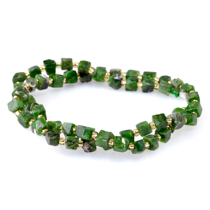 Diopside 4-5mm Irregular Cube - 15-16 Inch