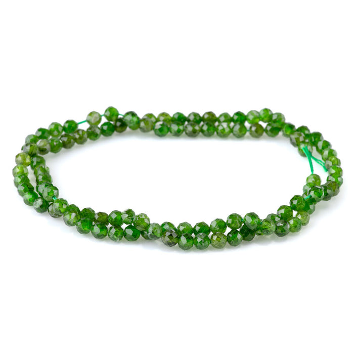 Diopside 4mm Round Faceted A Grade - 15-16 Inch