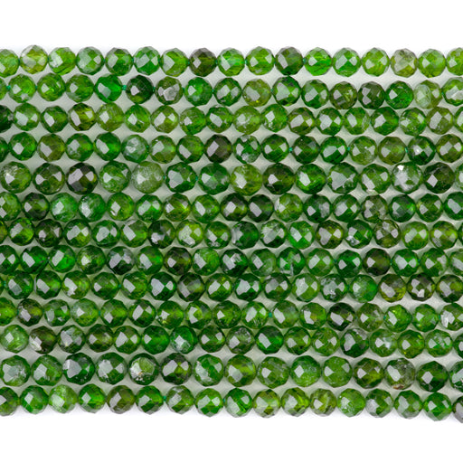 This is a Dakota Stones 4mm Diopside Gemstone strand with AA grade faceted round beads in 15-16 inch strand.