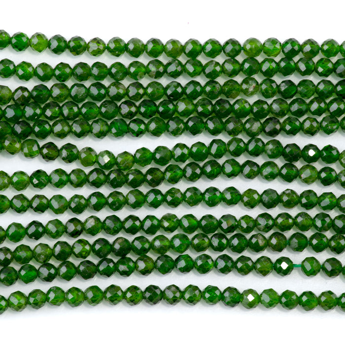 Diopside 4mm Faceted Round AAA Grade - 15-16 Inch