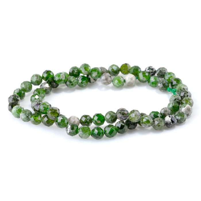 Diopside 6mm Faceted Round - 15-16 Inch