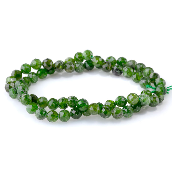 Diopside 6mm Faceted Round A Grade - 15-16 Inch