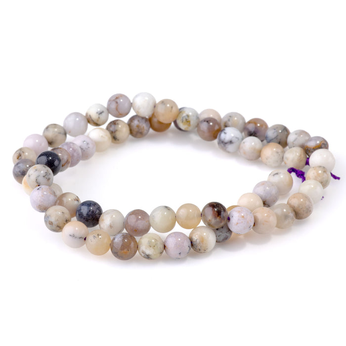 Purple Dendritic Opal 6mm Round - 15-16 Inch