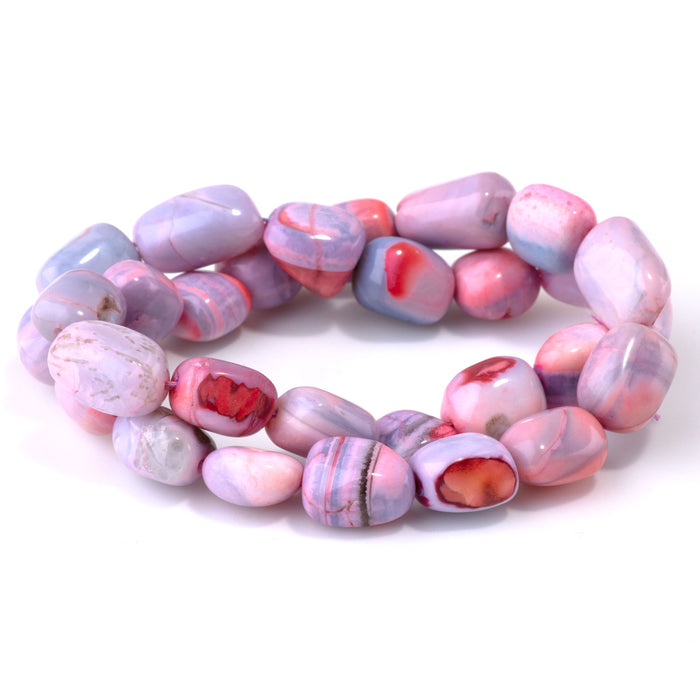 Opal (Dyed) 10x12-12x14mm Coral Pink & Purple Nugget - 15-16 Inch