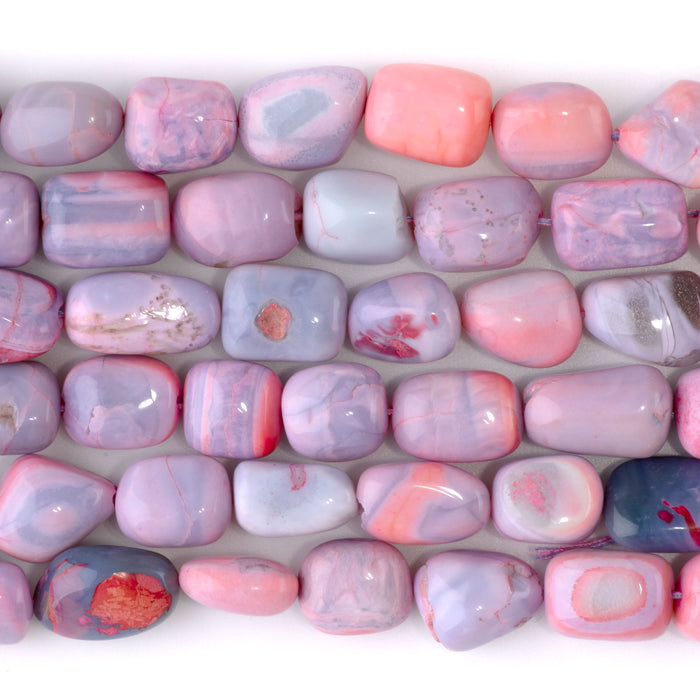 Opal (Dyed) 10x12-12x14mm Coral Pink & Purple Nugget - 15-16 Inch