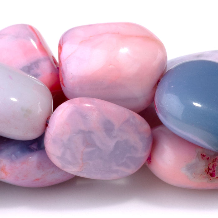 Opal (Dyed) 10x12-12x14mm Coral Pink & Purple Nugget - 15-16 Inch