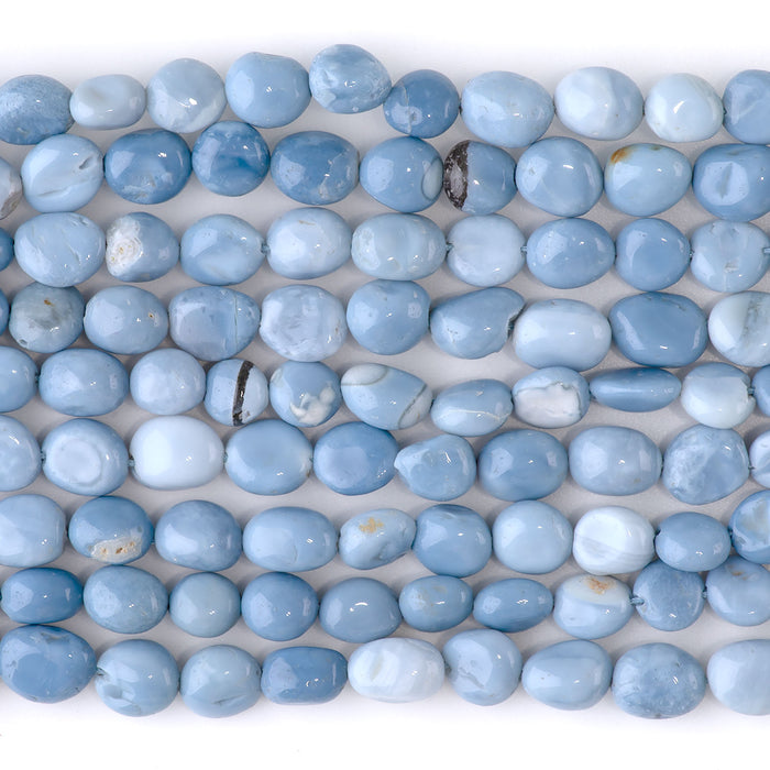 Opal (Dyed) 4x6-9x11mm Denim Blue Pebble - 15-16 Inch