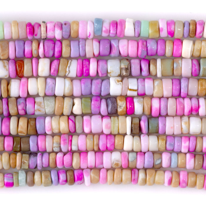 Opal (Dyed) 6-7mm Pink & Brown Irregular Heishi - 8 Inch