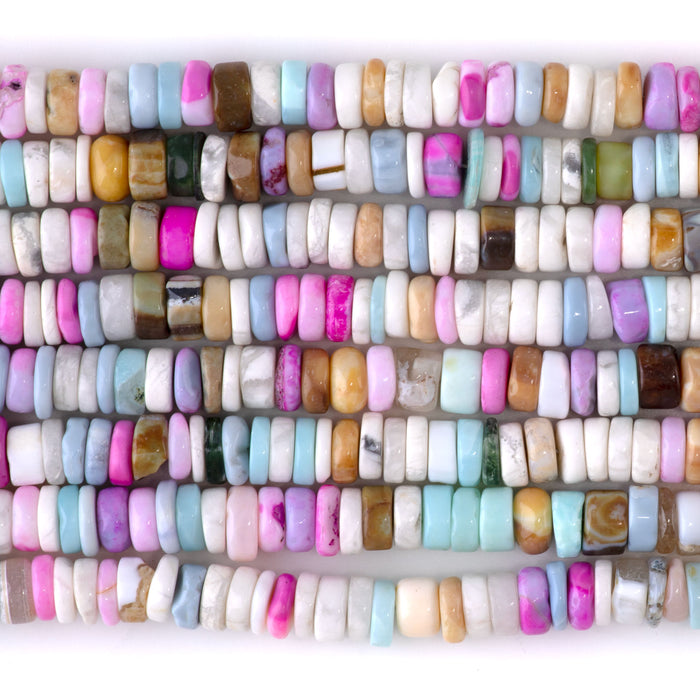 Opal (Dyed) 7mm Mixed Pastel Irregular Heishi - 8 Inch