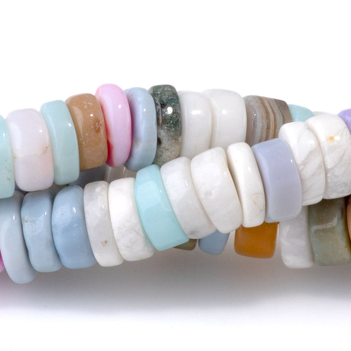 Opal (Dyed) 7mm Mixed Pastel Irregular Heishi - 8 Inch