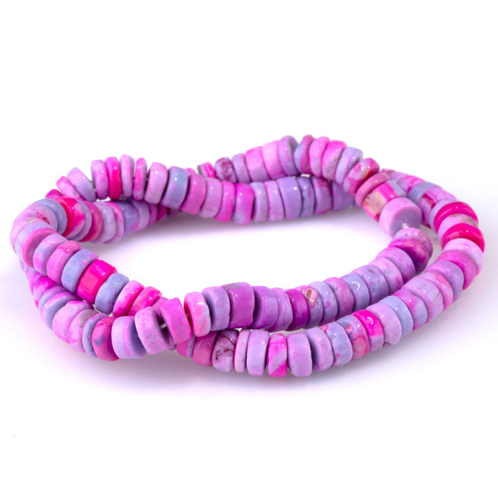 Opal (Dyed) 8-9mm Mixed Pink Irregular Heishi - 15-16 Inch