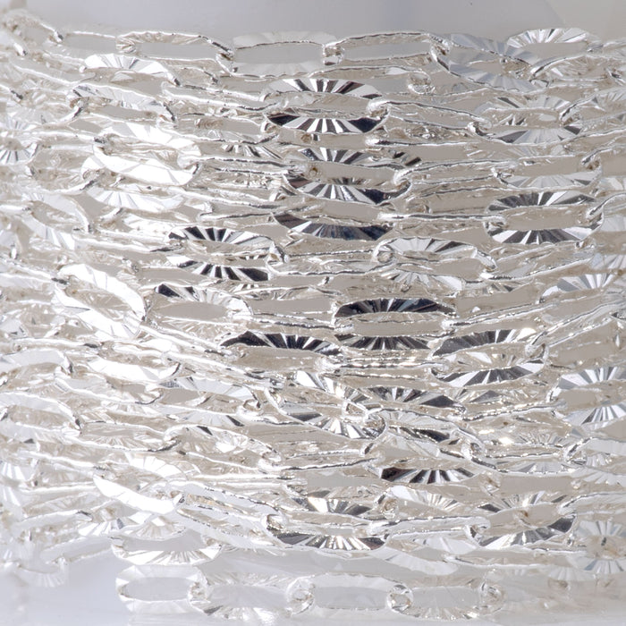 3x6mm Kinked Paperclip Cable Chain in Silver Plated Brass - 15 Foot Spool